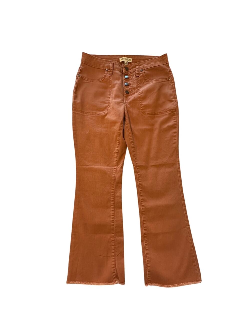 Frye and Co. Rust Raw Cut Cropped Flare Denim Jeans Size 10